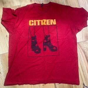 Red Graphic T-Shirt with Boots Design